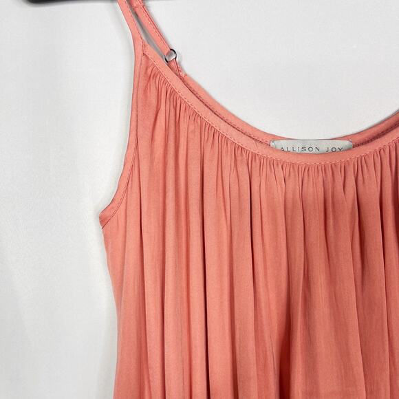 Allison Joy XSmall XS Coral Orange Pleated Camisole Tank Top Scoop Neck Satin - Picture 4 of 8